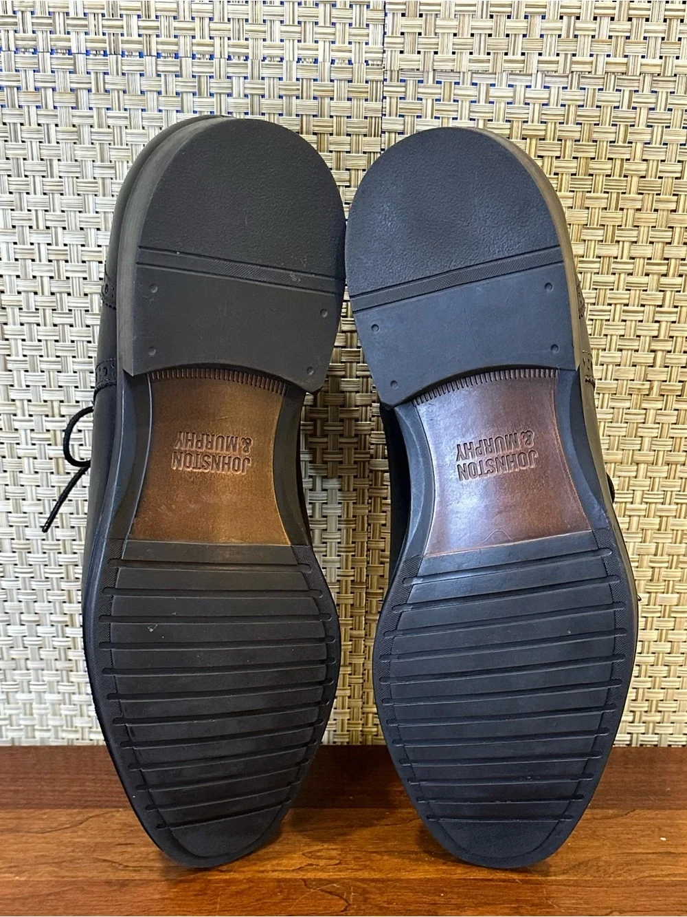 🌟HP🌟Johnston & Murphy Henrick Black Leather Dress Derby's Size 11.5 M